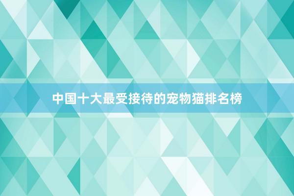中国十大最受接待的宠物猫排名榜